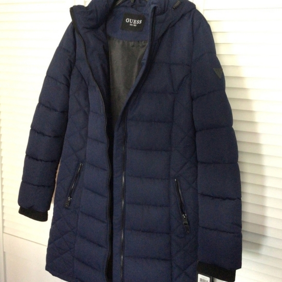 Guess Navy Puffer Parka Jacket - Picture 7 of 7